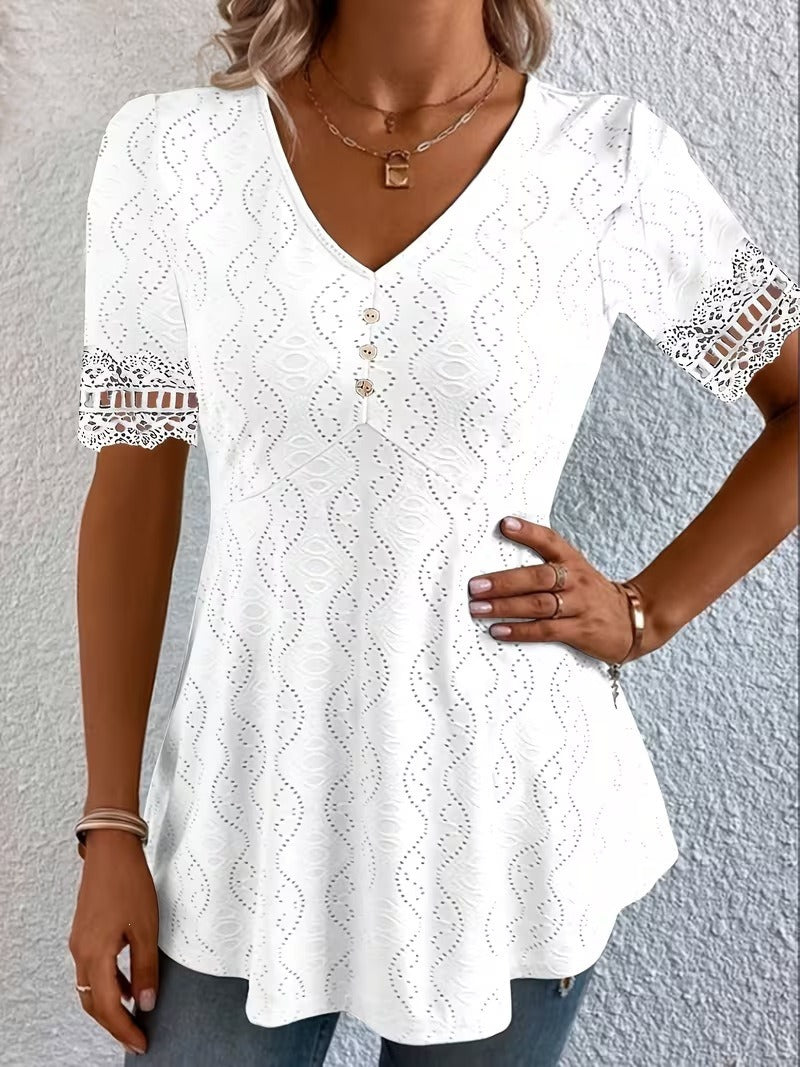 Bluse mit V-Ausschnitt in Weiss