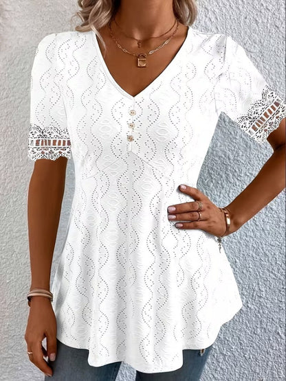 Bluse mit V-Ausschnitt in Weiss