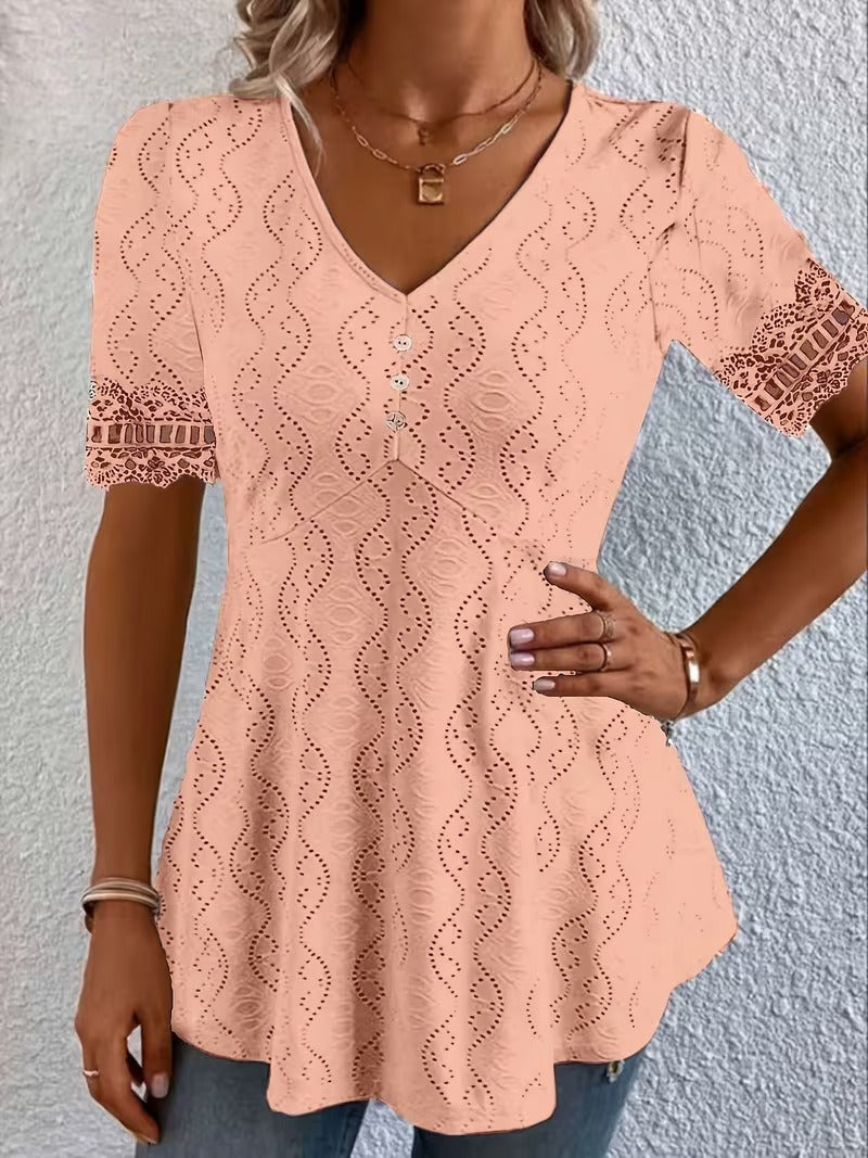 Bluse mit V-Ausschnitt in Weiss - Ansicht 6