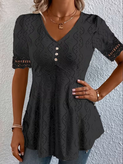 Bluse mit V-Ausschnitt in Weiss - Ansicht 3