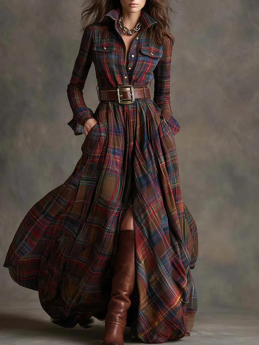 Hemdblusenkleid mit Bindegürtel und Taschen