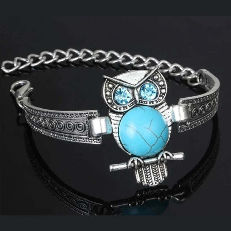 Vintage Eule Türkis Charm Armband