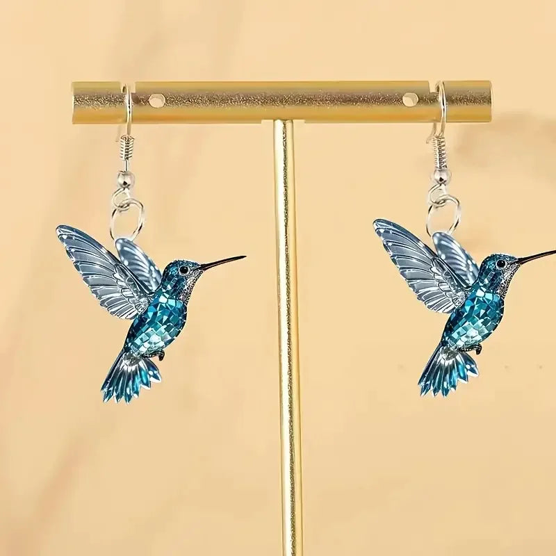 Blaue Kristall Kolibri Ohrringe