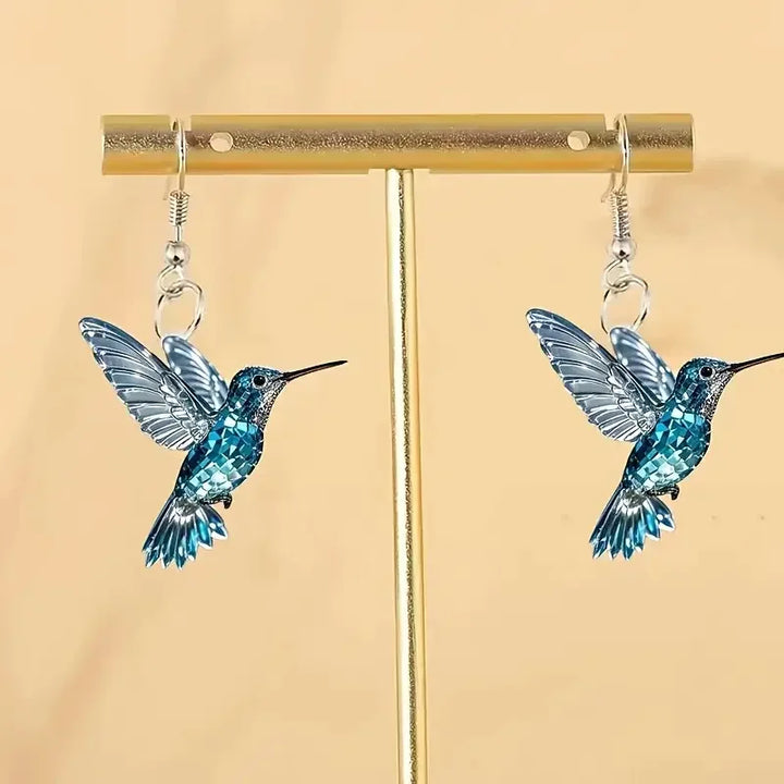 Blaue Kristall Kolibri Ohrringe