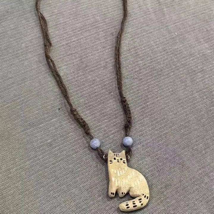 Vintage Katzen Stern Anhänger Halskette