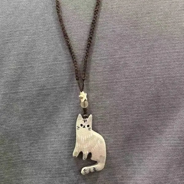 Vintage Katzen Stern Anhänger Halskette