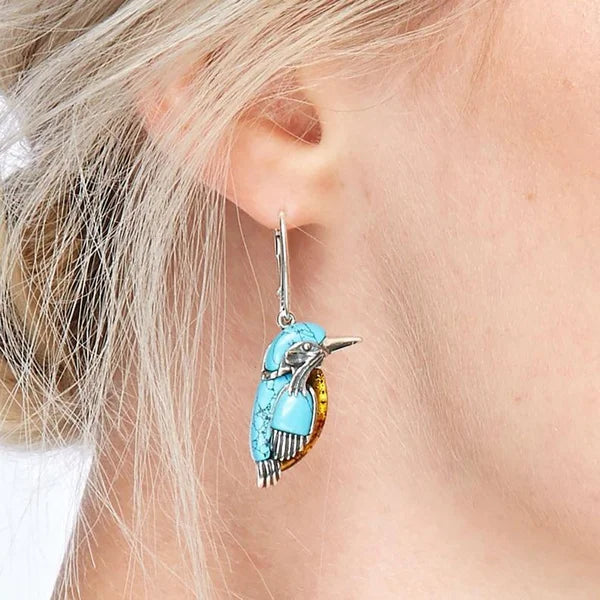 Blaue Kolibri Emaille Ohrringe
