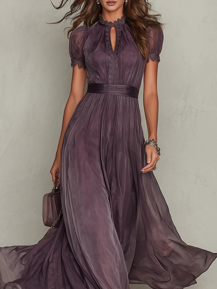 Maxikleid aus Chiffon mit Spitzendetails - Ansicht 2