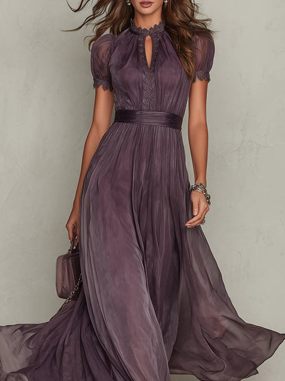 Maxikleid aus Chiffon mit Spitzendetails - Ansicht 2