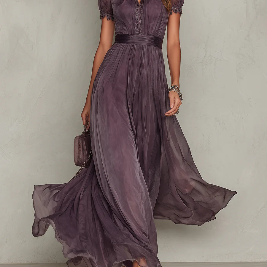Maxikleid aus Chiffon mit Spitzendetails - Ansicht 4