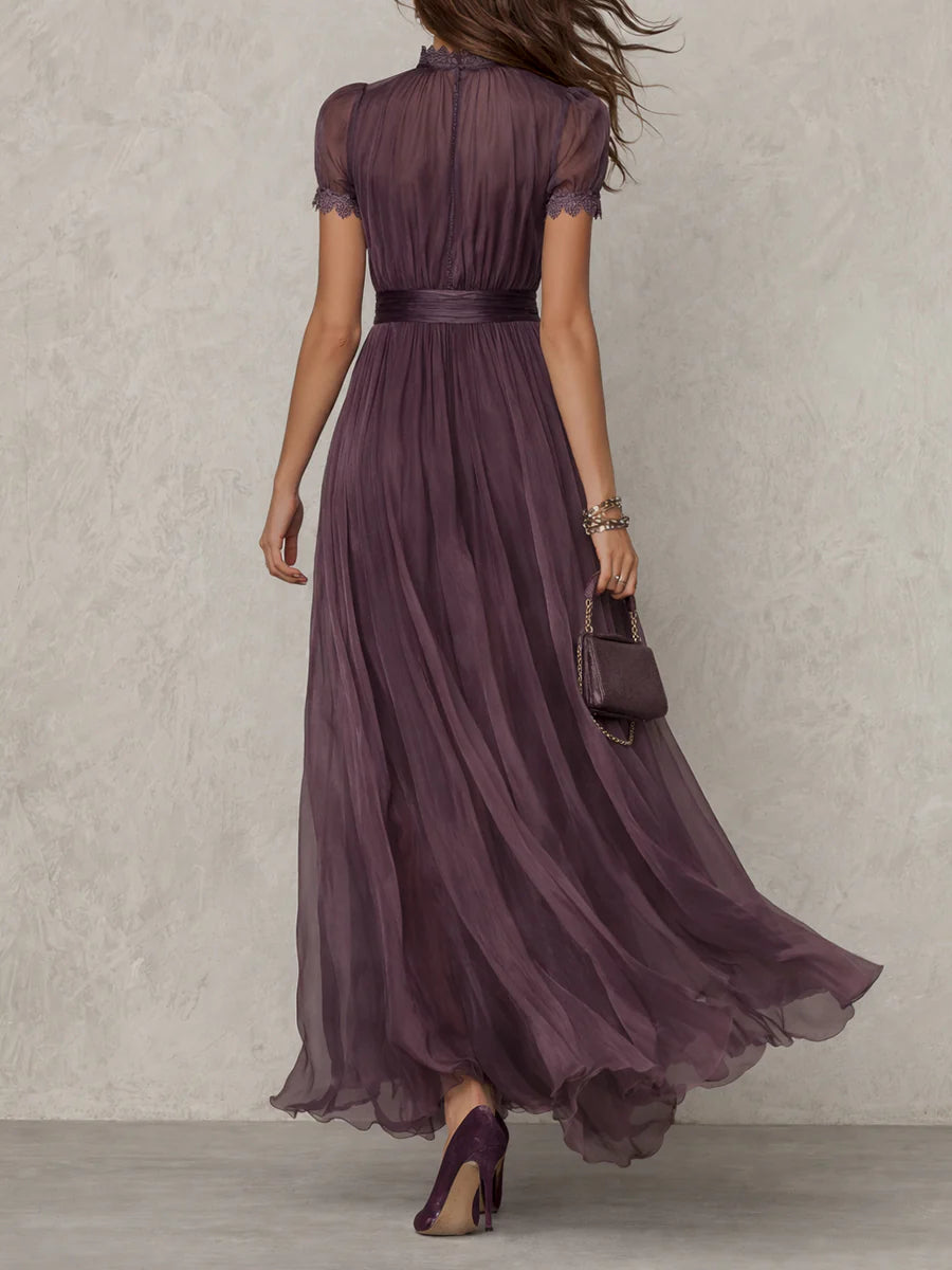 Maxikleid aus Chiffon mit Spitzendetails - Ansicht 3