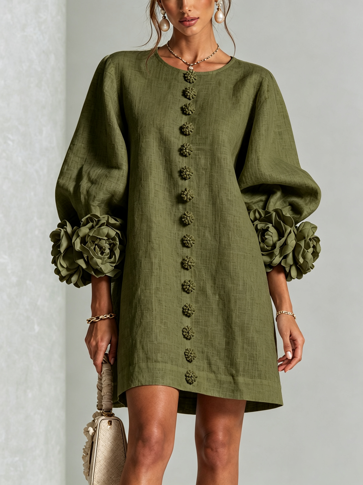 Minikleid in Weiss und Grün - Ansicht 2