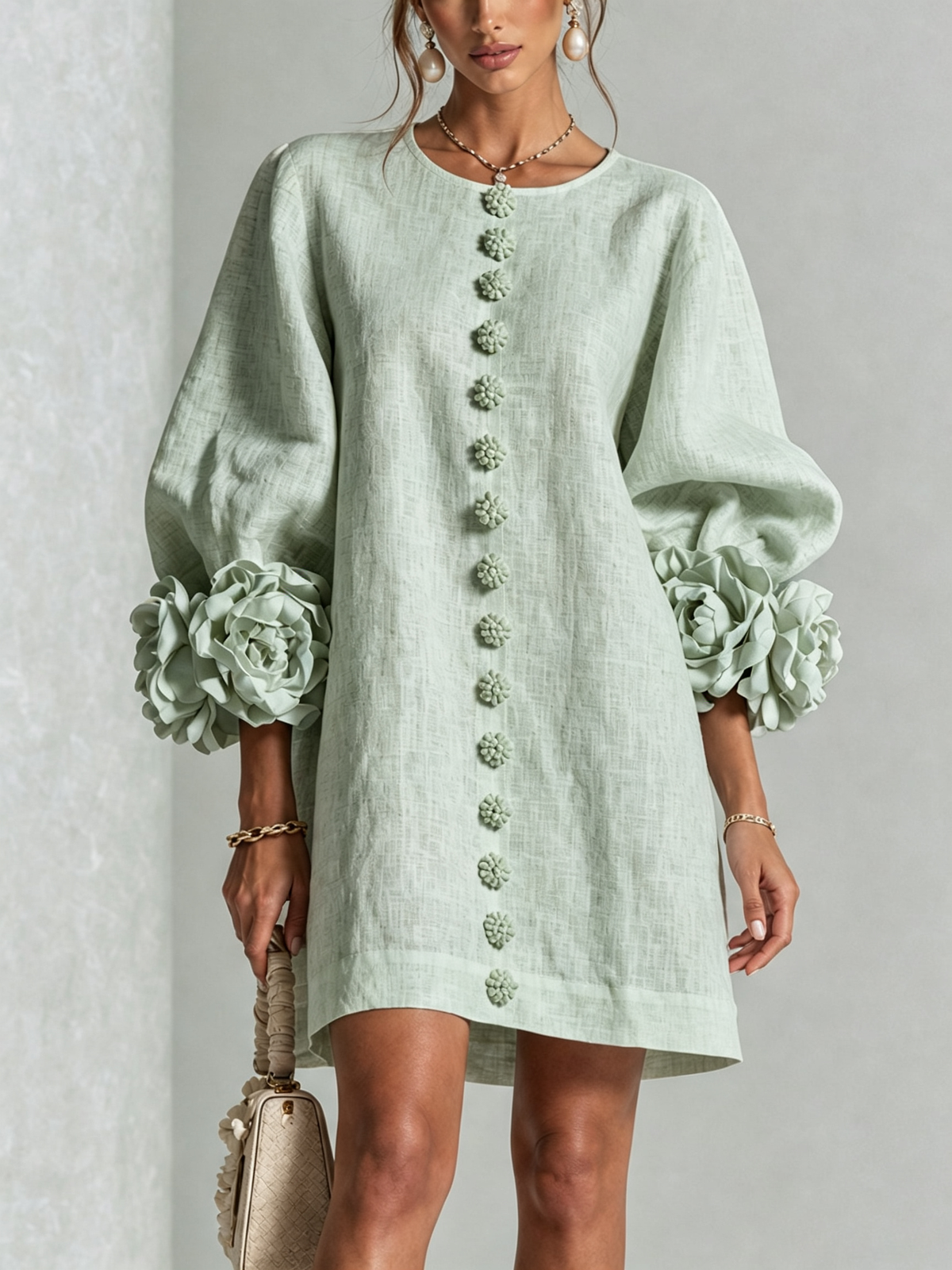 Minikleid in Weiss und Grün - Ansicht 8