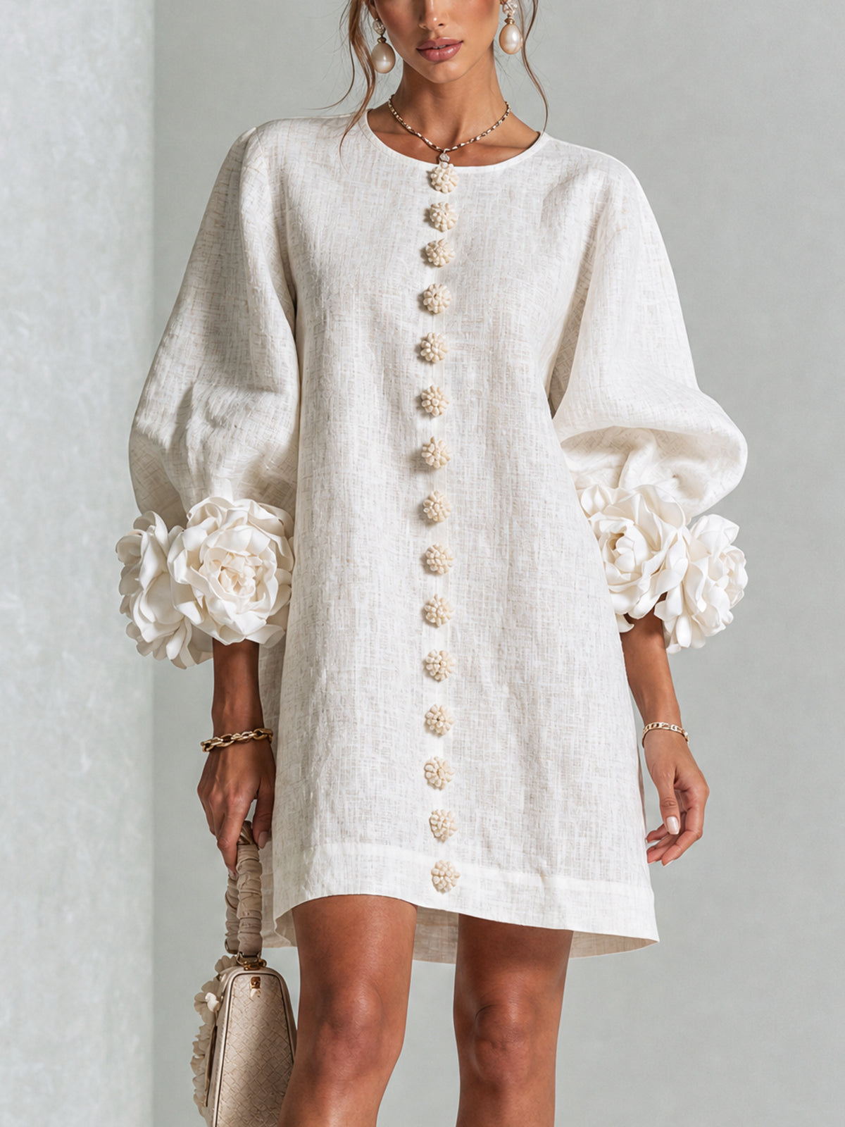 Minikleid in Weiss und Grün