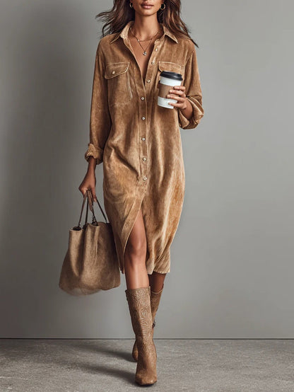 Kleid in Khaki und Braun