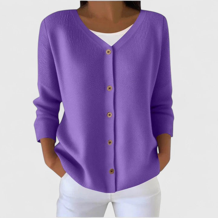 Strickjacke in Grün und Rosa