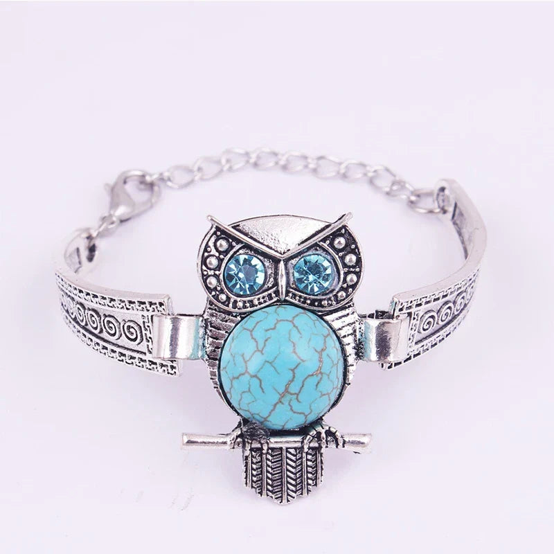 Vintage Eule Türkis Charm Armband