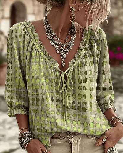 Bluse mit V-Ausschnitt und Spitzendetails - Ansicht 10