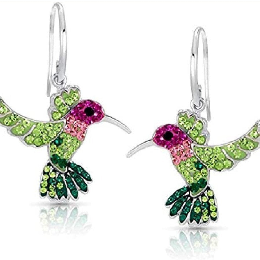 Bunte Kolibri Glitzer Ohrringe