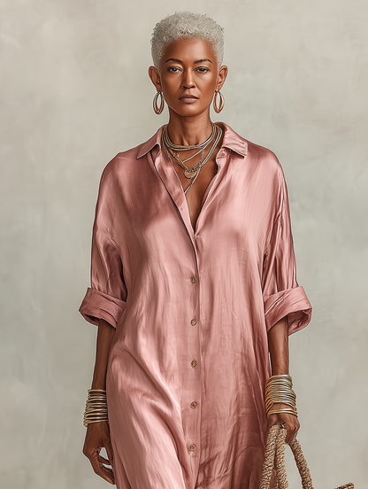 Maxikleid mit Hemdkragen und Kurzarm in kurzer Form - Ansicht 4