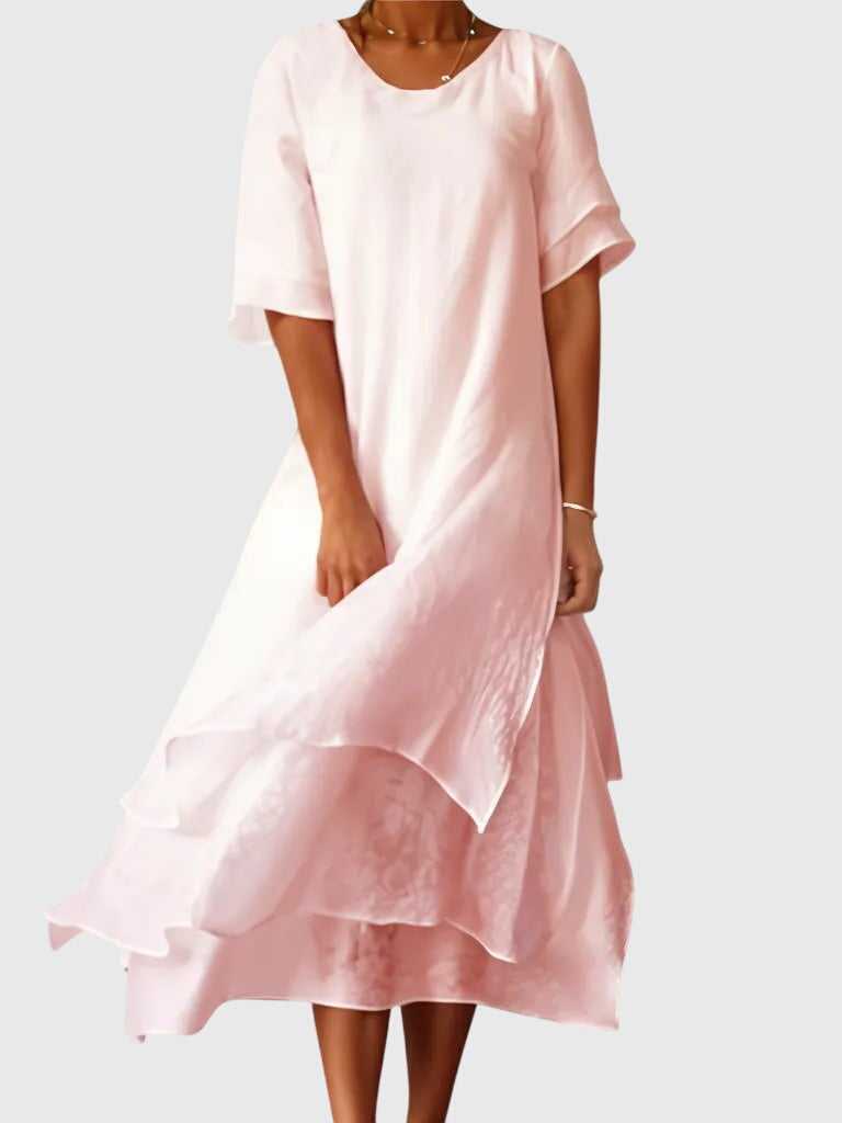 Kleid in Rosa und Weiss