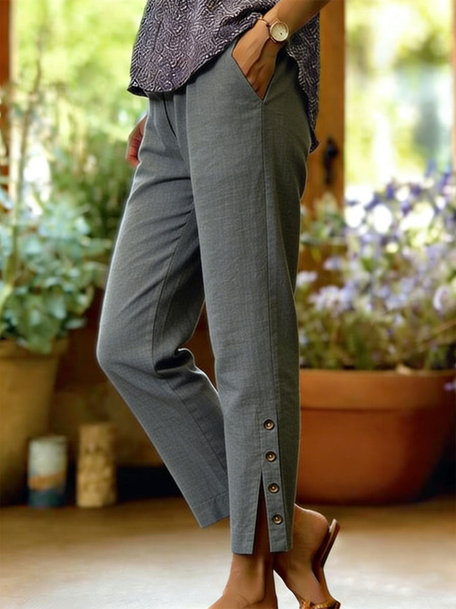 Stoffhose mit Knopfleiste - Ansicht 3