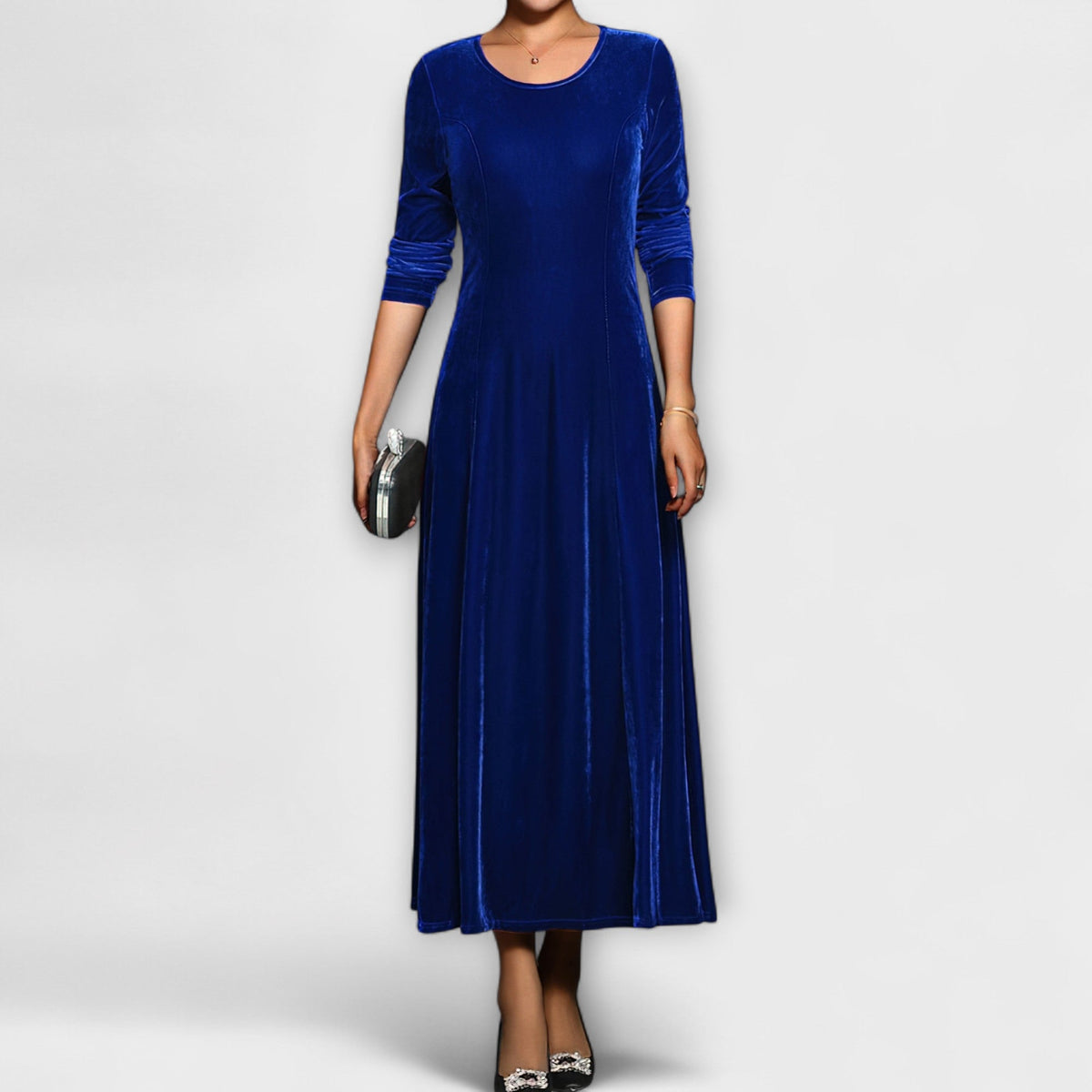 Kleid aus Samt in Blau