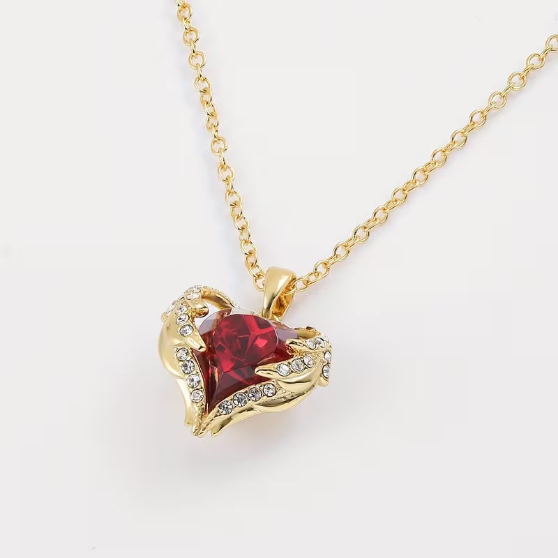 Collier cœur rubis Angel Embrace | Or