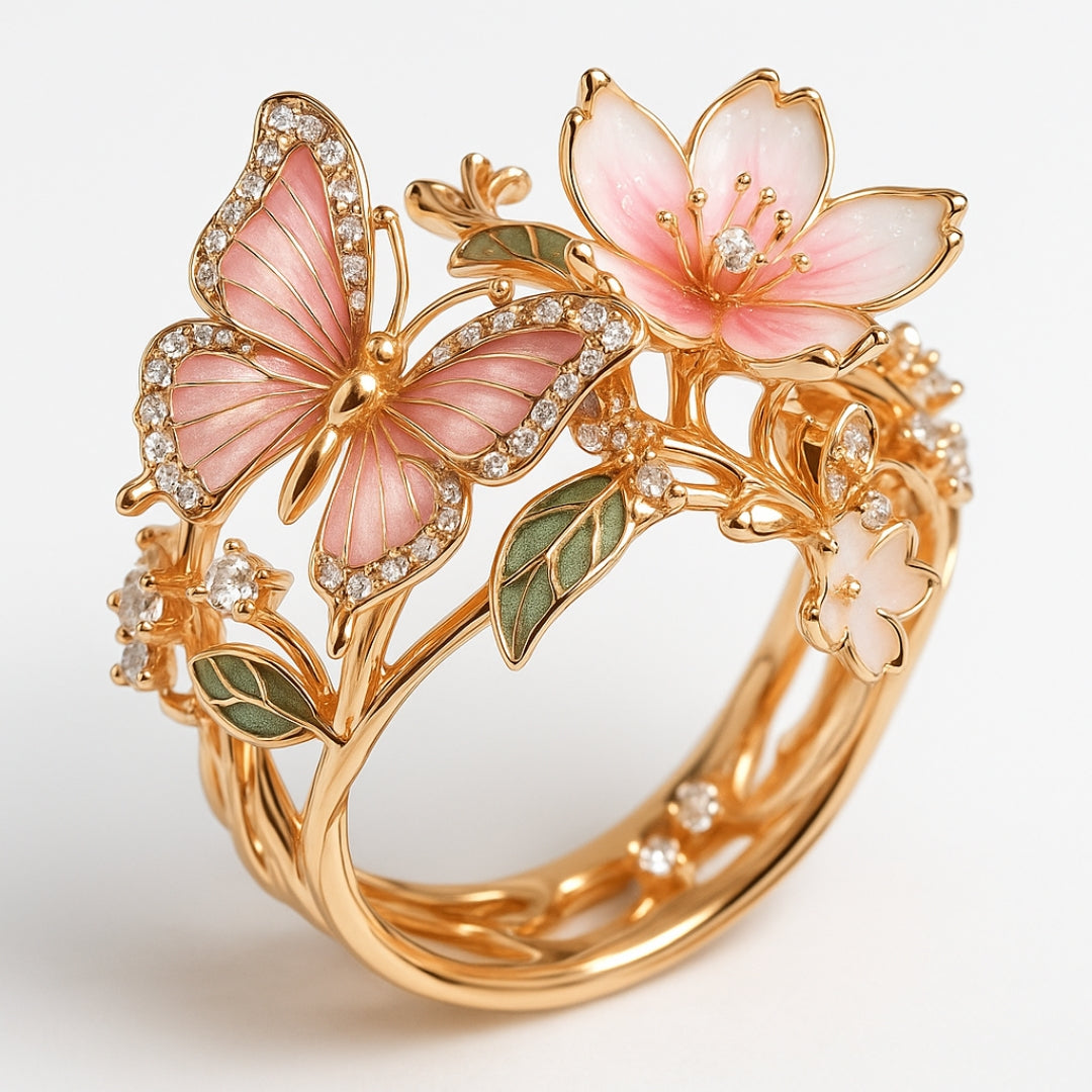 Natur Helliger Schmetterling Zirkonia Ring