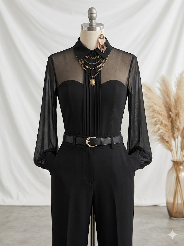 Hemdbluse aus Baumwolle mit Langarm in langer Form - Ansicht 4