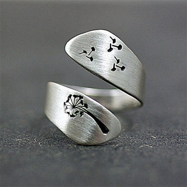 Verstellbarer Handgeschnitzter Löwenzahn Ring