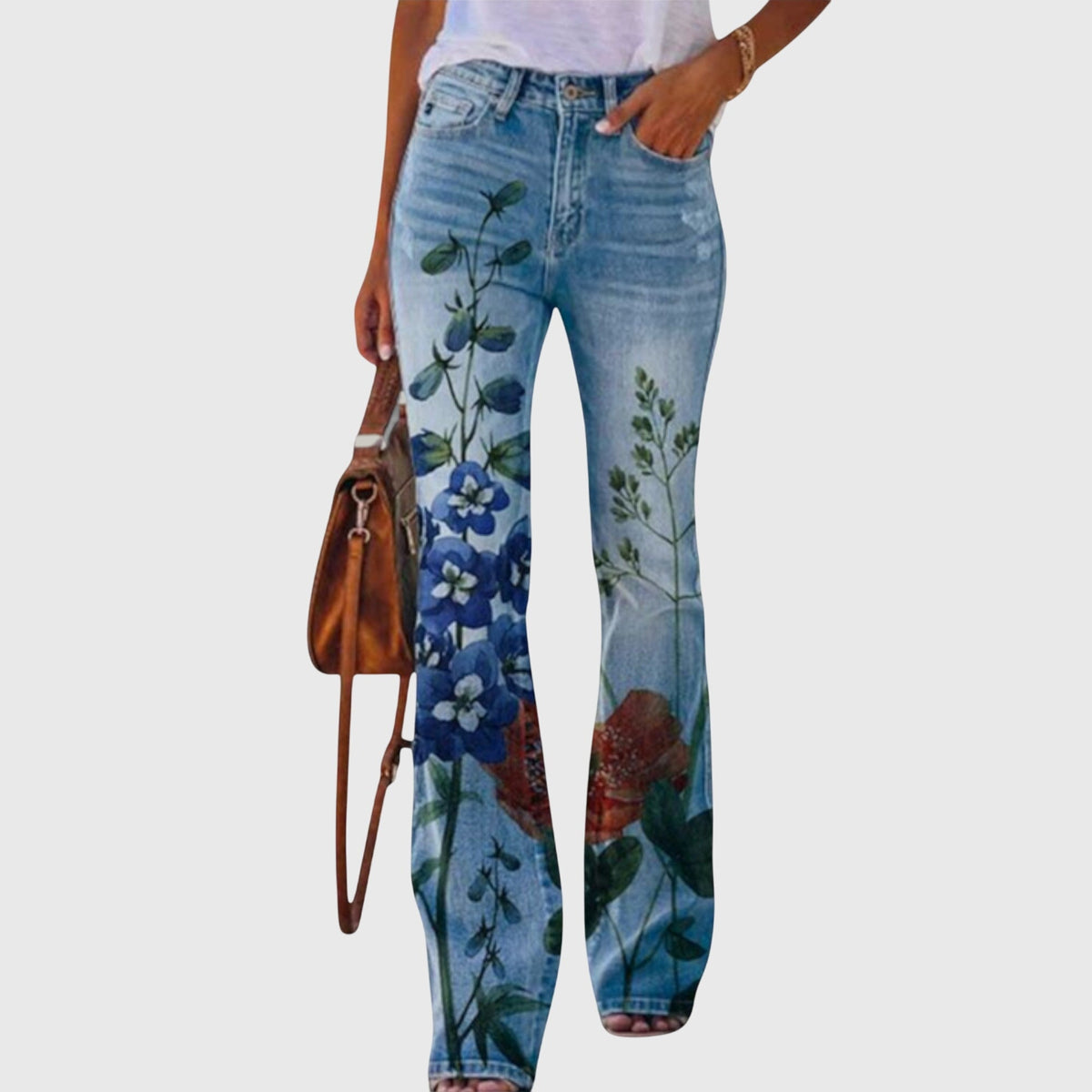 Stoffhose mit Knopfleiste in Purple Flower - Ansicht 5