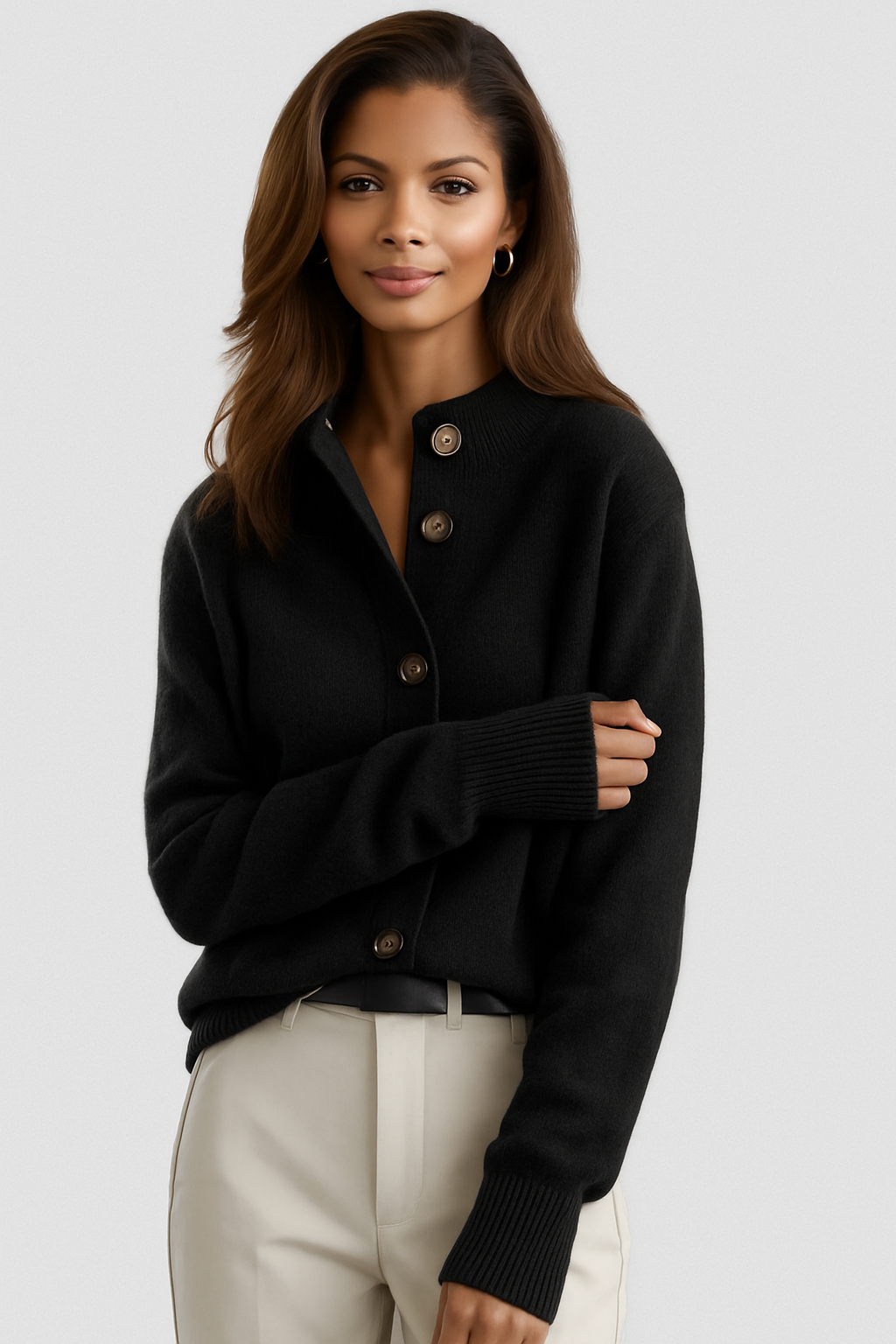 Strickjacke mit Knopfleiste in Caramel - Ansicht 10