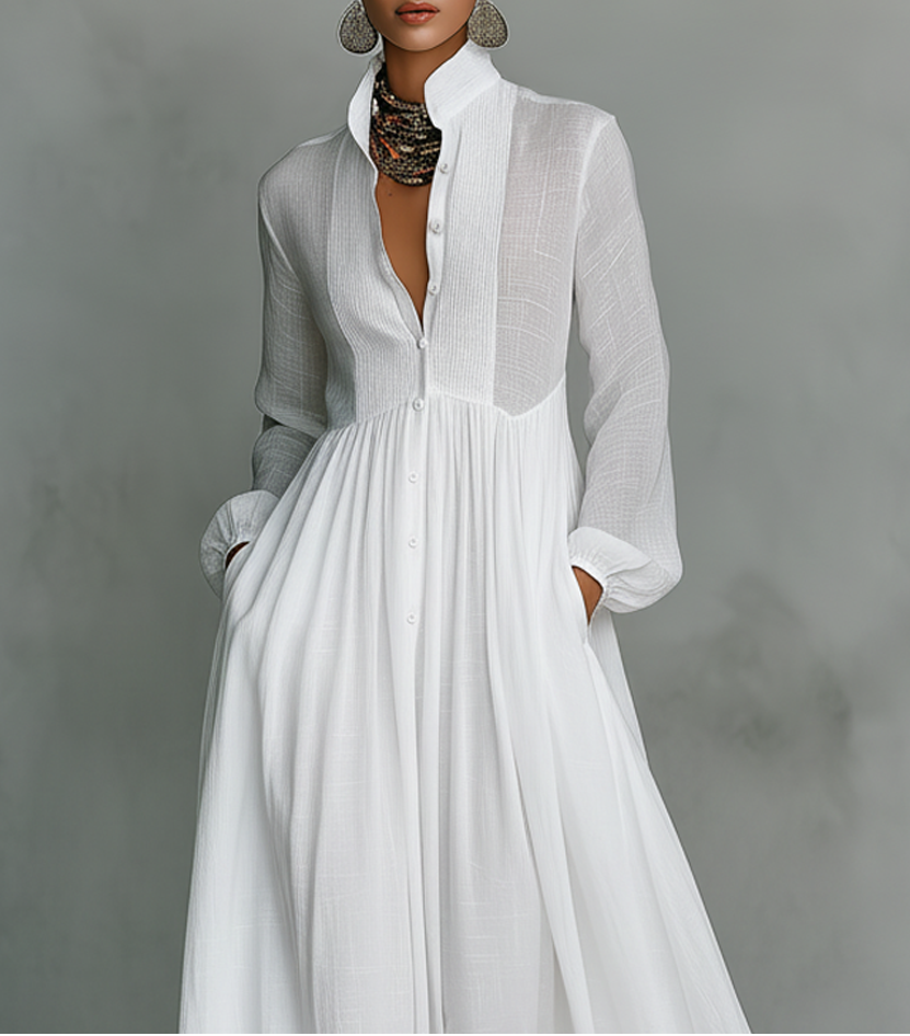 Maxikleid mit Knopfleiste in White (Almost Sold Out) - Ansicht 3