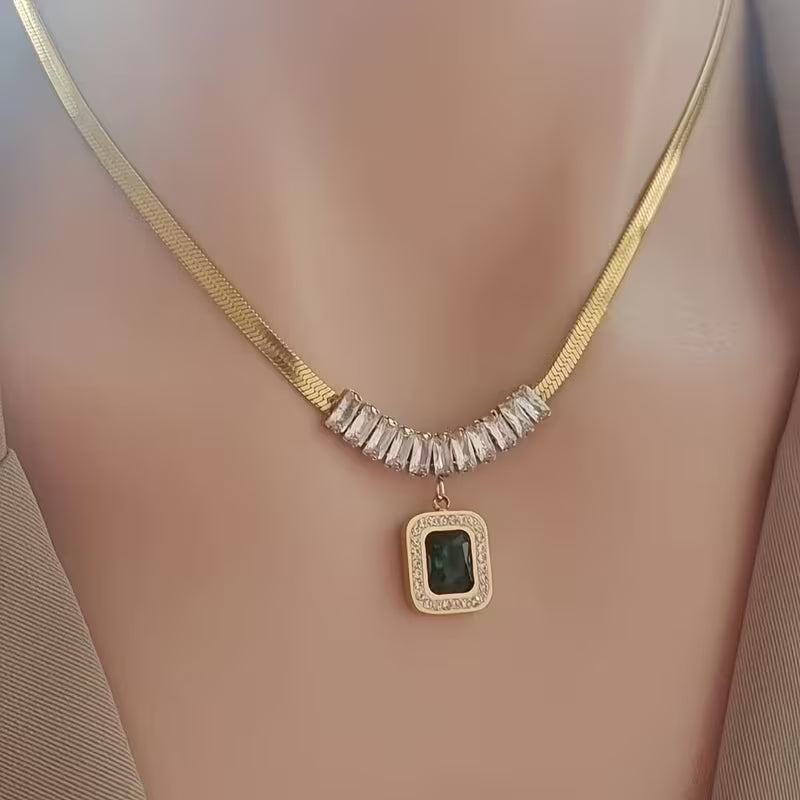 Regalia Prismen Smaragd Halskette | Gold