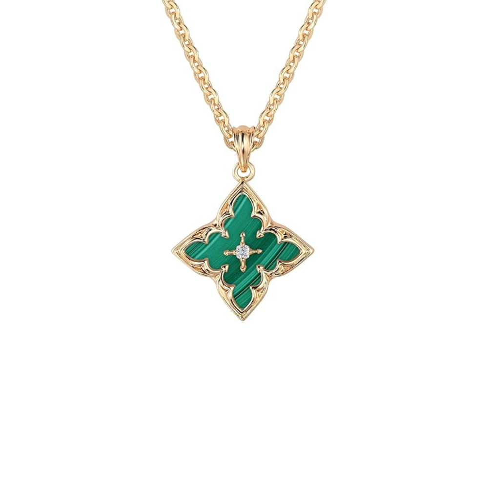 Collier avec pendentif trèfle émeraude | Or