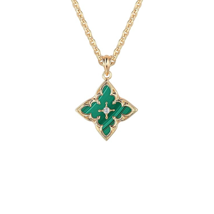 Collier avec pendentif trèfle émeraude | Or