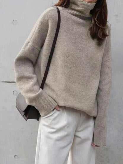 Rollkragenpullover mit Rollkragen in Grau und Khaki - Ansicht 8