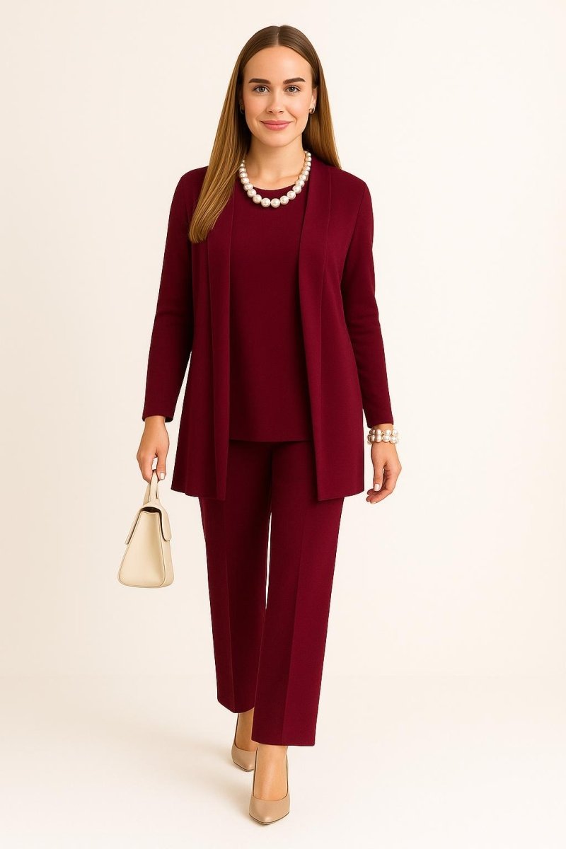 Strickjacke in Schwarz und Bordeaux - Ansicht 2