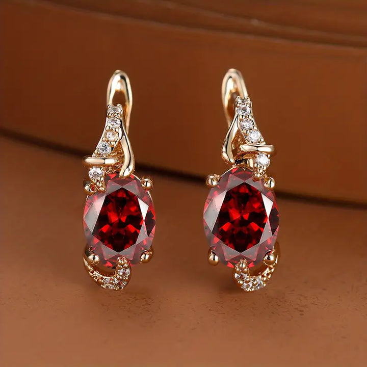 Crimson Twilight Drop Ohrringe | Gold