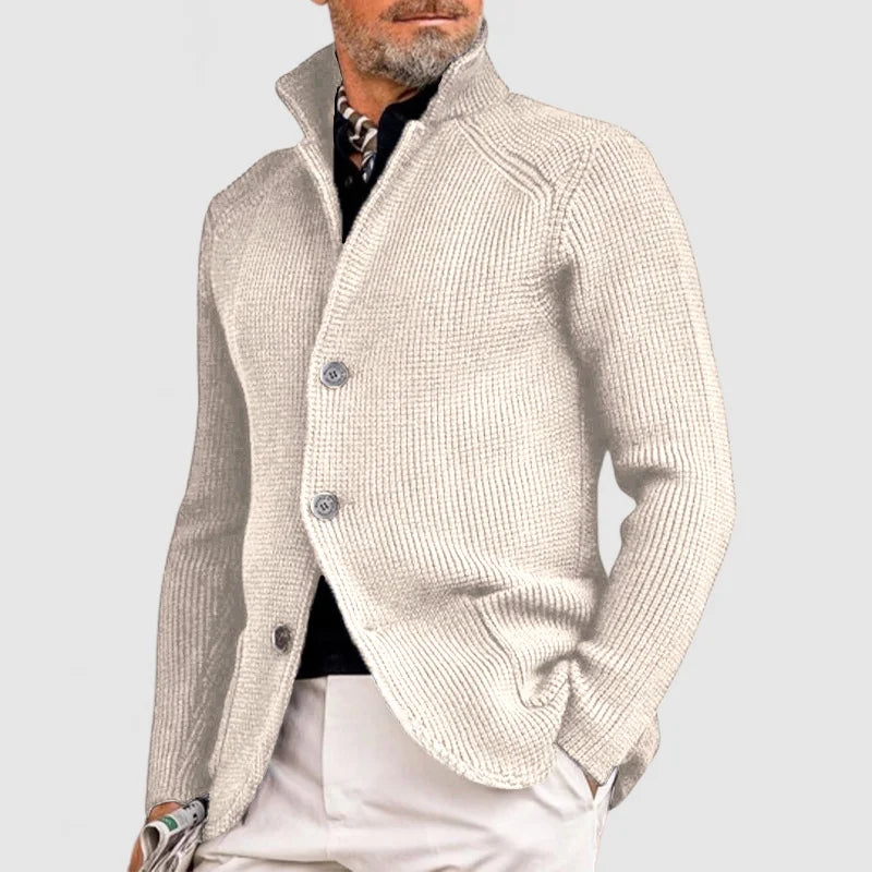 Strickjacke in Blau und Kaffeebraun - Ansicht 3