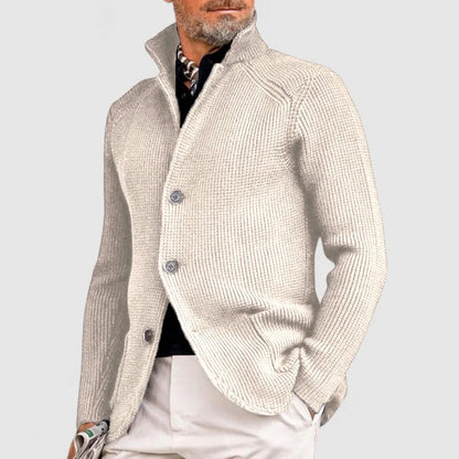Strickjacke in Blau und Kaffeebraun - Ansicht 3