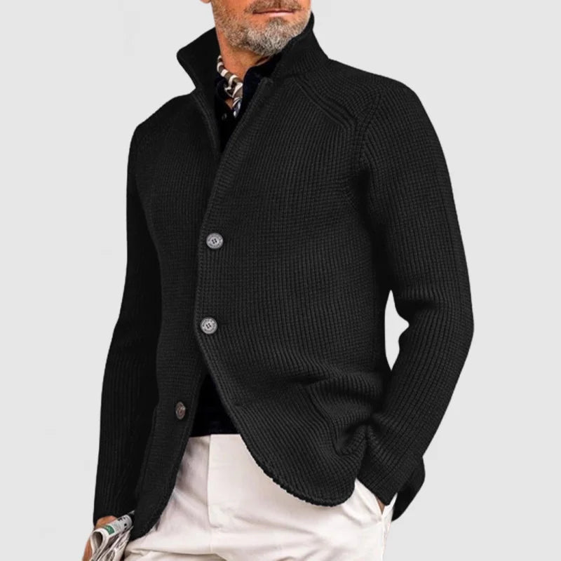 Strickjacke in Blau und Kaffeebraun - Ansicht 4