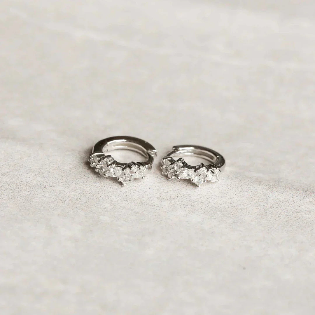 Créoles Crystal Cluster | Or blanc