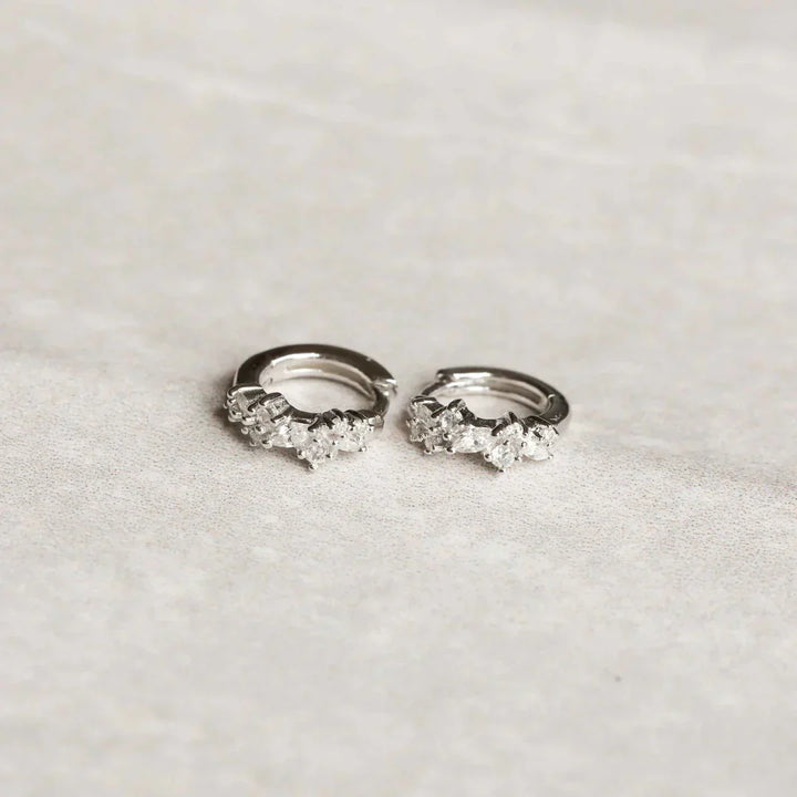 Créoles Crystal Cluster | Or blanc