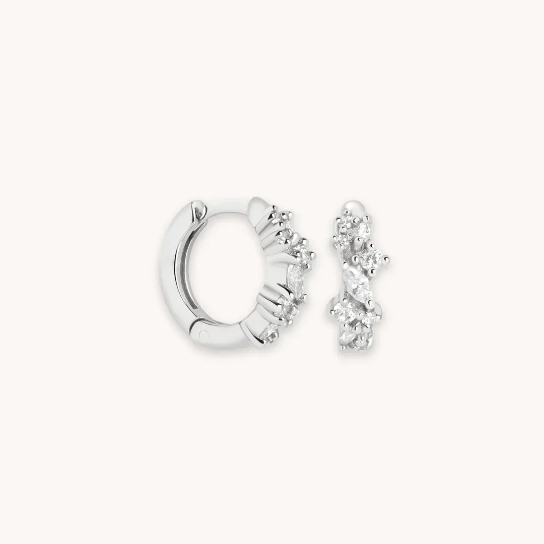 Créoles Crystal Cluster | Or blanc