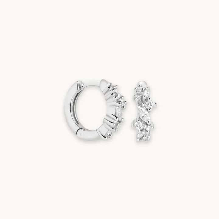 Créoles Crystal Cluster | Or blanc