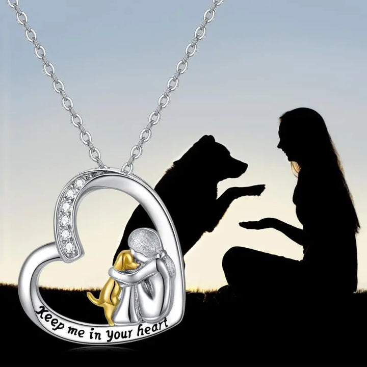 925 Sterlingsilber Halskette mit Herz und Hund Design mit Zirkonia
