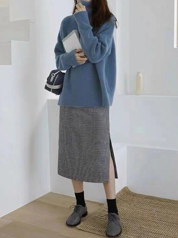 Rollkragenpullover mit Rollkragen in Grau und Khaki - Ansicht 2