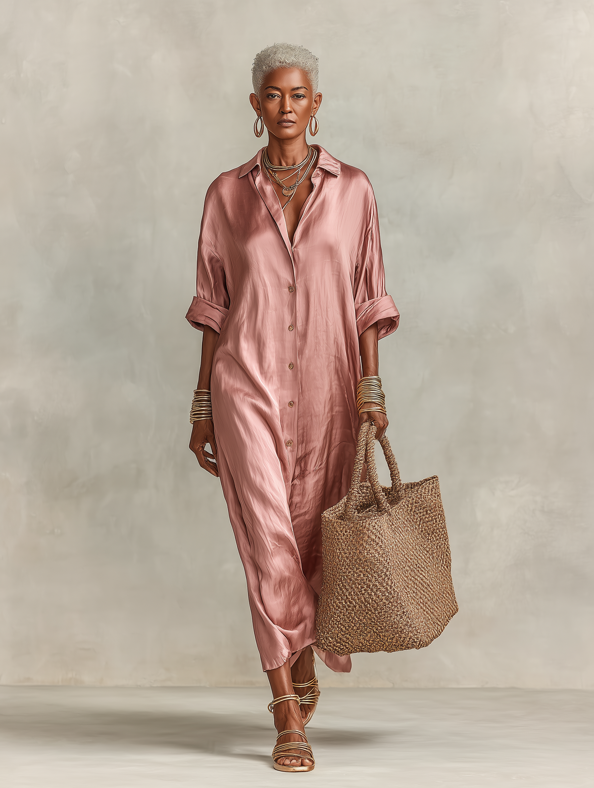Maxikleid mit Hemdkragen und Kurzarm in kurzer Form - Ansicht 6